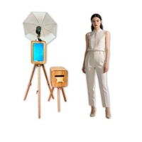 Photo Booth Pernikahan Desain Terbaru, Photo Booth Kayu Retro, Harga Grosir Photo Booth Kayu Dua Sisi dengan Stand Printer