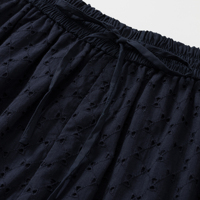 Shorts décontractés pour femme 100% Coton avec broderie anglaise raffinée, taille élastique, coupe ample et jambe large, pour l'été