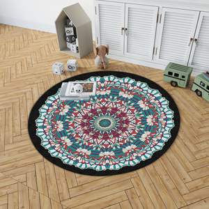 พรมลายเหรียญเปอร์เซียทรงกลม Wan Xinlong ขนาด 150 ซม. ดูแลรักษาง่าย เหมาะสำหรับห้องนอน ห้องนั่งเล่น ตกแต่งบ้าน ทำความสะอาดง่าย ซักด้วยน้ำได้ - Product Image 3