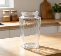 Bocaux en verre côtelés carrés en gros, récipients en verre vides à large ouverture et filetage pour le stockage alimentaire et la fabrication de bougies parfumées