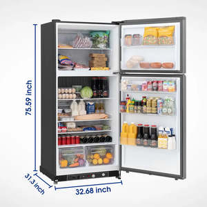 Réfrigérateur à absorption de gaz en acier inoxydable à double porte et congélateur supérieur pour la maison - Product Image 3