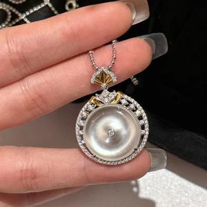 Collar de Plata Pura S925 Estilo Chino con Fideos de Huevo, Jade Blanco con un Toque Sencillo y Sofisticado, Collar de Perlas Pequeñas y Frescas - Product Image 3