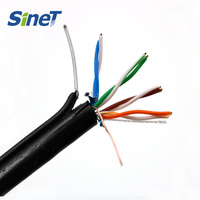 Kabel jaringan 5e kucing pendukung sendiri luar ruangan kawat baja sayang-untai padat UTP tembaga FTP dengan kabel Messenger