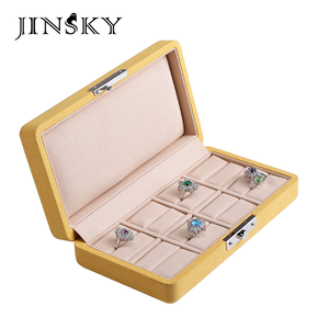 Boîte à bijoux de luxe Jinsky, organisateur de bagues à 8 emplacements, étui de présentation, boucle en métal, boîte de rangement portable, boîte cadeau - Product Image 3