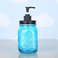 Pot en verre de maçon de distributeur carré rond recyclable de 1000ml avec la pompe d'acier inoxydable pour le désinfectant de main de lotion