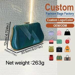 Luxury <b>Black</b> Satin Handbag Manufacturer Features Gold Metal Frame And Magnetic Closure - Product Image 2