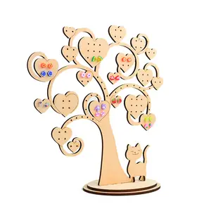 免费定制叶树猫耳环架木质激光切割木质珠宝收纳架女性礼品