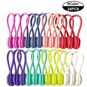 New Popular Colorful Silicone Magnetic Clip Twist Ties Clamp Mobile Phone Earbuds Wire Cable Keeper