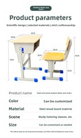 Ensemble bureau et chaise en bois contreplaqué réglable en hauteur, mobilier d'étude pour enfants, étudiants secondaires et universitaires
