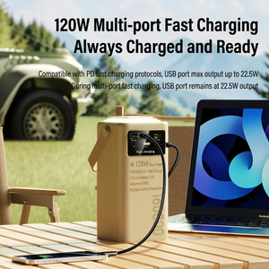 สถานีไฟฟ้าพกพา 160000mAh 120W ชาร์จเร็ว พร้อมหน้าจอ LED และพอร์ตเชื่อมต่อ Type C - Product Image 2