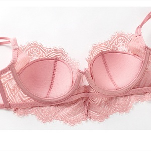 Ensemble soutien-gorge et culotte en dentelle brodée pour femmes, confortable, en coton fin, vente en gros - Product Image 3