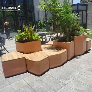 Banc <span class=keywords><strong>de</strong></span> sculpture en pot <span class=keywords><strong>de</strong></span> fleurs en fibre <span class=keywords><strong>de</strong></span> verre personnalisé pour la décoration carrée - Product Image 2