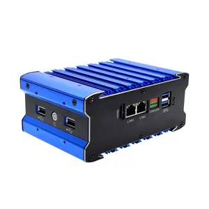 Komputer Iot Pc tanpa kipas Mini Itx tertanam Mini Pc Industri tanpa kipas tampilan Lan ganda komputer Linux tertanam