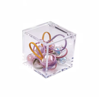 Boîte à bonbons en plastique transparente en gros, petite boîte à sucre en forme de cube pour mariage avec couvercle rabattable