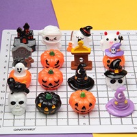 Figuras Decorativas de Resina 3D para Halloween, Calabaza, Fantasma, Sombrero de Bruja, Calavera, Miniaturas para Jardín de Hadas, Decoración de Fiestas