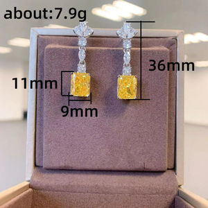 Eleganti Orecchini Pendenti Lunghi Rettangolari da Donna con Pietre Scintillanti, Gioielli per Abiti da Sera e Feste, Vendita all'Ingrosso - Product Image 5