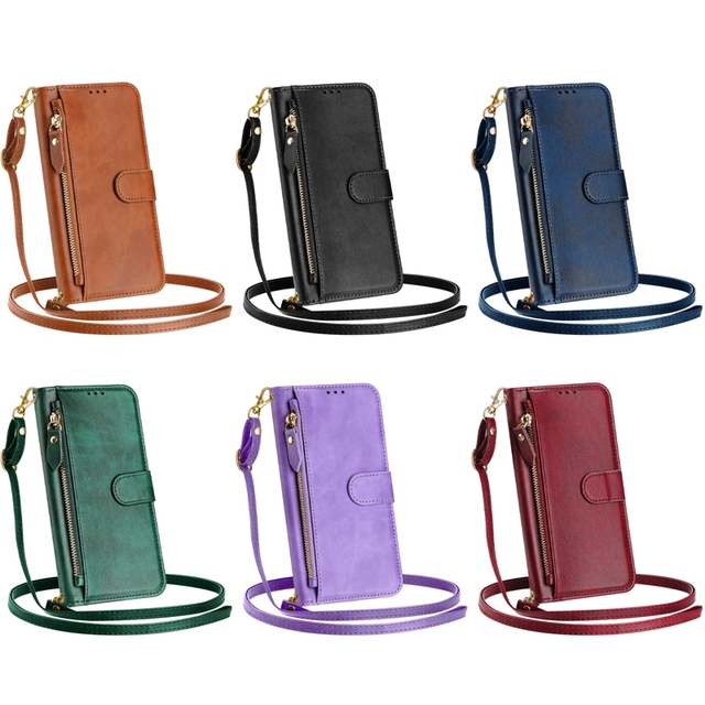 Cross Body Wallet Phone case Leather Cover for Sony Xperia 10 VI 2024, for Xperia 5 VI Zipper Flip Case Pouch Bag