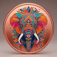 Pièce de monnaie en cuivre pur 999 de 1 oz, style artistique décoratif peint en relief, édition de collection UV 3D, thème animalier