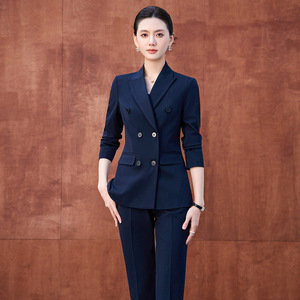 Women's Suit Set Double Breasted <b>Black</b> Slim Fit Formal <b>Work</b> Uniform For Office Commuting With Skirt And <b>Pants</b> Options - Product Image 3
