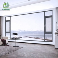 Ventana Abatible de Aluminio con Vidrio Insonorizado y Resistente a Huracanes, Moderna y Vertical, Marca Topbright NFRC, para Entrada de Cocina de Villa, Eficiente Energéticamente