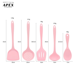 Juego de Utensilios de Cocina de Silicona de 5 Piezas, Espátula y Cuchara de Silicona Antiadherentes, Ecológicos, Color Rosa, APEX KITCHENWARE, Herramientas de Cocina - Product Image 3