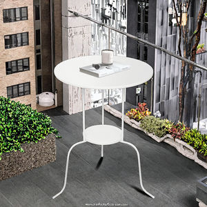 Table d'appoint pliante portable blanche à 2 niveaux en fer, table basse d'appoint minimaliste intelligente pour salon - Product Image 2