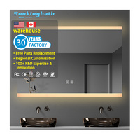 Miroir de salle de bain d'hôtel rectangulaire éclairé, anti-buée, mural, avec interrupteur à capteur LED, avec éclairage LED pour HÔTEL