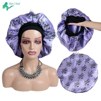 Prix d'usine Logo personnalisé Bonnet en satin avec large bande réglable Bonnets pour cheveux Bonnet de couchage en satin pour femme