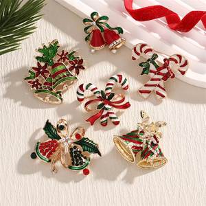 4cm <b>Christmas</b> Bell Brooch Fashionable Metal Badge with Unique Oil Drip Finish <b>Sweet</b> & Compact Clothing Accessory - Product Image 1