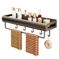 Étagère murale de salle de bain multifonctionnelle moderne JIAYI en acier au carbone, sans perçage, en forme d'arc, pour shampoing et lait corporel