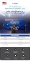 Rv P2.6 2.604Mm 5000X2500Mm 16.40X8.20Ft Layar Video Wall LED Sewa Dalam Ruangan 1000cd 3840Hz Garansi 5 Tahun