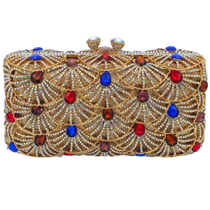 Women Exquisite Seashell Rhinestones <b>Clutch</b> Purse Shiny Gemstone Crystal Evening <b>Bag</b> with Chain Dinner Party <b>Wedding</b> Handbag - Product Image 1