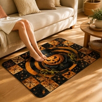 Alfombra de terciopelo sintético con diseño de hombre calabaza y telaraña para decoración de fiestas de Halloween