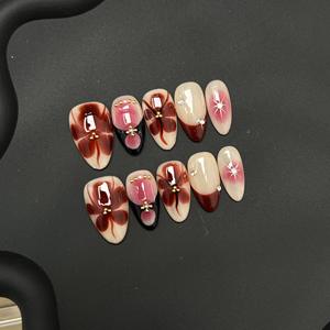 Nuevo Producto Lanzado, Uñas Postizas Hechas a Mano con Diseño de Flor de Vid Púrpura, Cristal de Hielo y Mariposa, Efecto <span class=keywords><strong>Ilusión</strong></span> Púrpura - Product Image 6