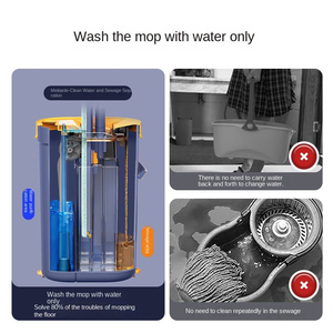 Cubo de Fregona de Microfibra de Calidad Superior con Separación de Aguas Residuales y Lavado Manos Libres con 2 Almohadillas para Limpieza del Hogar - Product Image 6