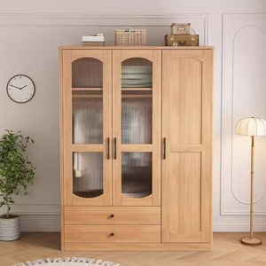 Armario de Madera Maciza, Estilo Japonés Minimalista Moderno, Mueble de Almacenamiento para Dormitorio, Diseño de Puerta Abatible, Ideal para Apartamentos Pequeños - Product Image 2