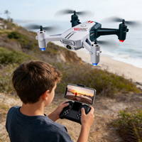 WGNRC V15 Quadricoptère RC Professionnel Pliable avec Contrôle WiFi 4 Axes, Caméra HD 4K WiFi, Jouet Quadricoptère RC Pliable