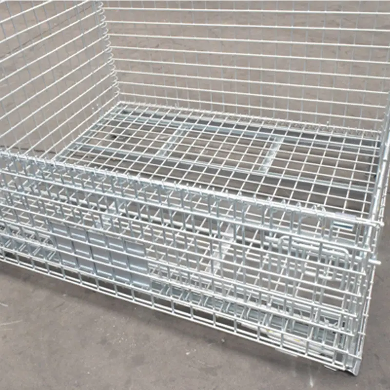 Heavy Duty Industrial Metal Stackable Wire Mesh Pallet Cage Foldable Steel Mesh Box Pallet