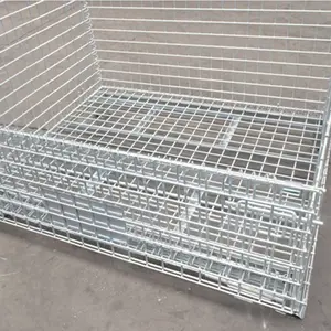 Heavy Duty Công Nghiệp Kim Loại Stackable Wire Mesh Pallet Cage Có Thể Gập Lại Lưới Thép Hộp Pallet