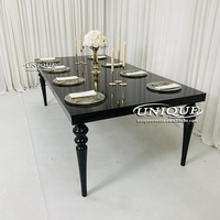 Tables de mariage rectangulaires de luxe en MDF, durables et écologiques, design moderne, base en acier inoxydable noir, réception, hôtel