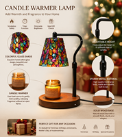 Lampe chauffe-bougie à intensité variable avec minuterie, réglable en hauteur, en verre teinté vintage, cadeau pour chambre, café, décoration d'ambiance pour desserts