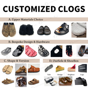 Pantoufles pour femmes Xinzirain Logo personnalisé sandales plates sabots bout fermé couleur unie daim cuir PU semelle en liège femmes - Product Image 3