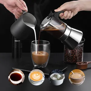 Yeni stil 240ml 6 bardak Stovetop Espresso Moka kahve makinesi Mocca paslanmaz çelik elektrikli soba Moka Pot