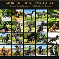 Sculpture de chien de travail YOUFINE en bronze, assis et en alerte avec gilet de service, pour parc public et jardin commémoratif