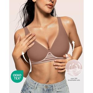 บราไร้โครง OEAK สำหรับผู้หญิง แบบ 3/4 คัพ สายไขว้ด้านหลัง ป้องกันแบคทีเรีย สวมใส่สบาย ไม่ต้องใช้โครงเหล็ก ดันทรงแบบเสื้อยืด - Product Image 3