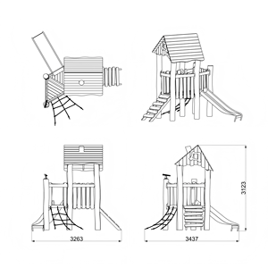 Ensemble d'équipements <span class=keywords><strong>de</strong></span> <span class=keywords><strong>jeux</strong></span> en bois d'extérieur pour enfants <span class=keywords><strong>avec</strong></span> structure d'escalade et toboggan pour parcs, écoles, jardins - Série Hut YY-FZ1007 - Product Image 6