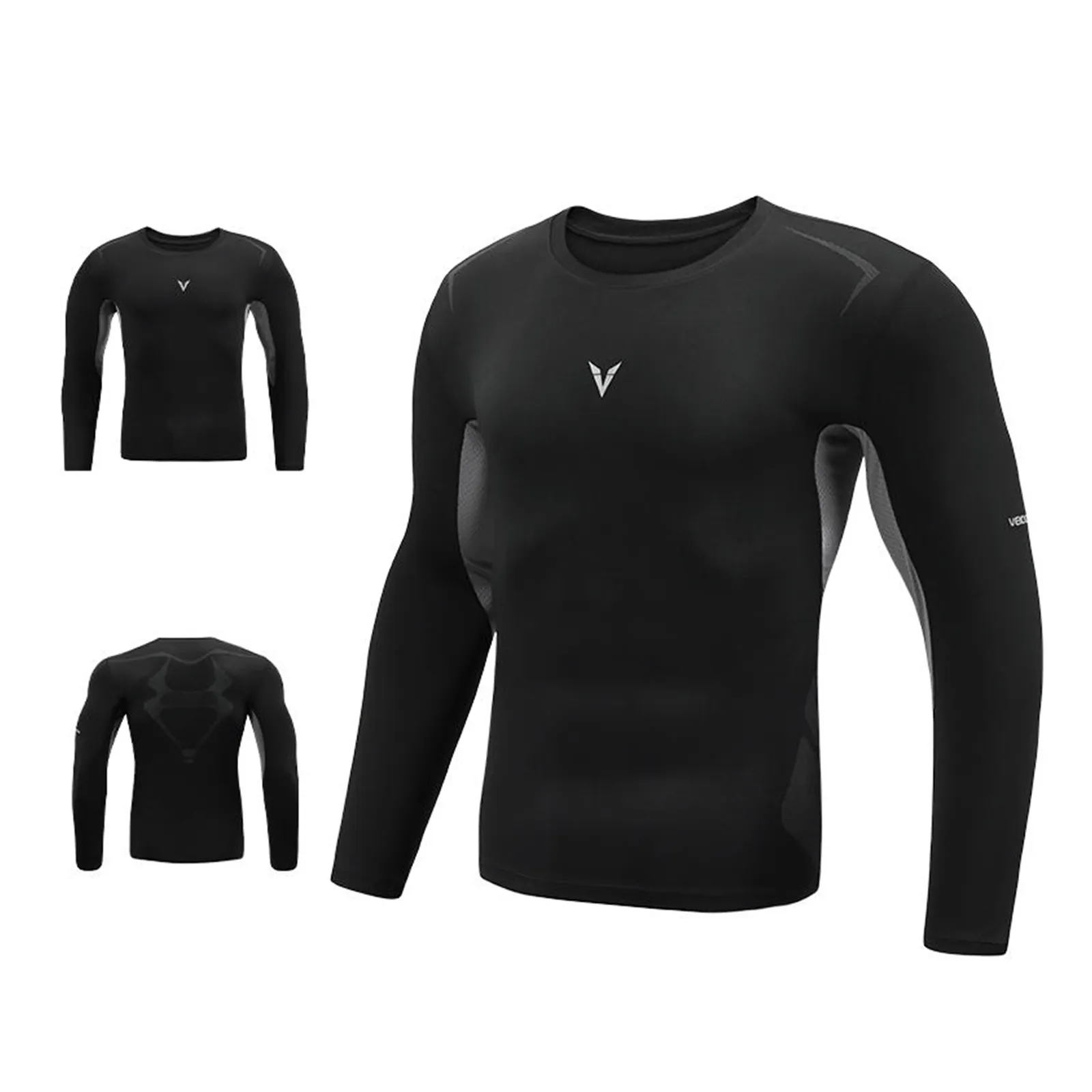 Veidoorn Men's Workout Clothes Fitness Long Sleeve Quick Dry Sport Sweatshirt Bodybuilding Custom Logo Gym Clothes