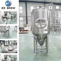 Cuve de Fermentation Conique Sanitaire SUS304 pour Bière Artisanale avec Enveloppe de Refroidissement, Capacités 500L, 1000L, 1500L
