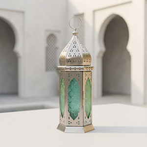 Latest 2026 Hot Selling Ramadan Home Decoration <b>Silver</b> Moroccan <b>Lanterns</b> with Colorful Glass Table <b>Lanterns</b> - Product Image 2