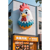 La decoración creativa del Popular restaurante de pollo frito: una enorme escultura modelo de pollo frito